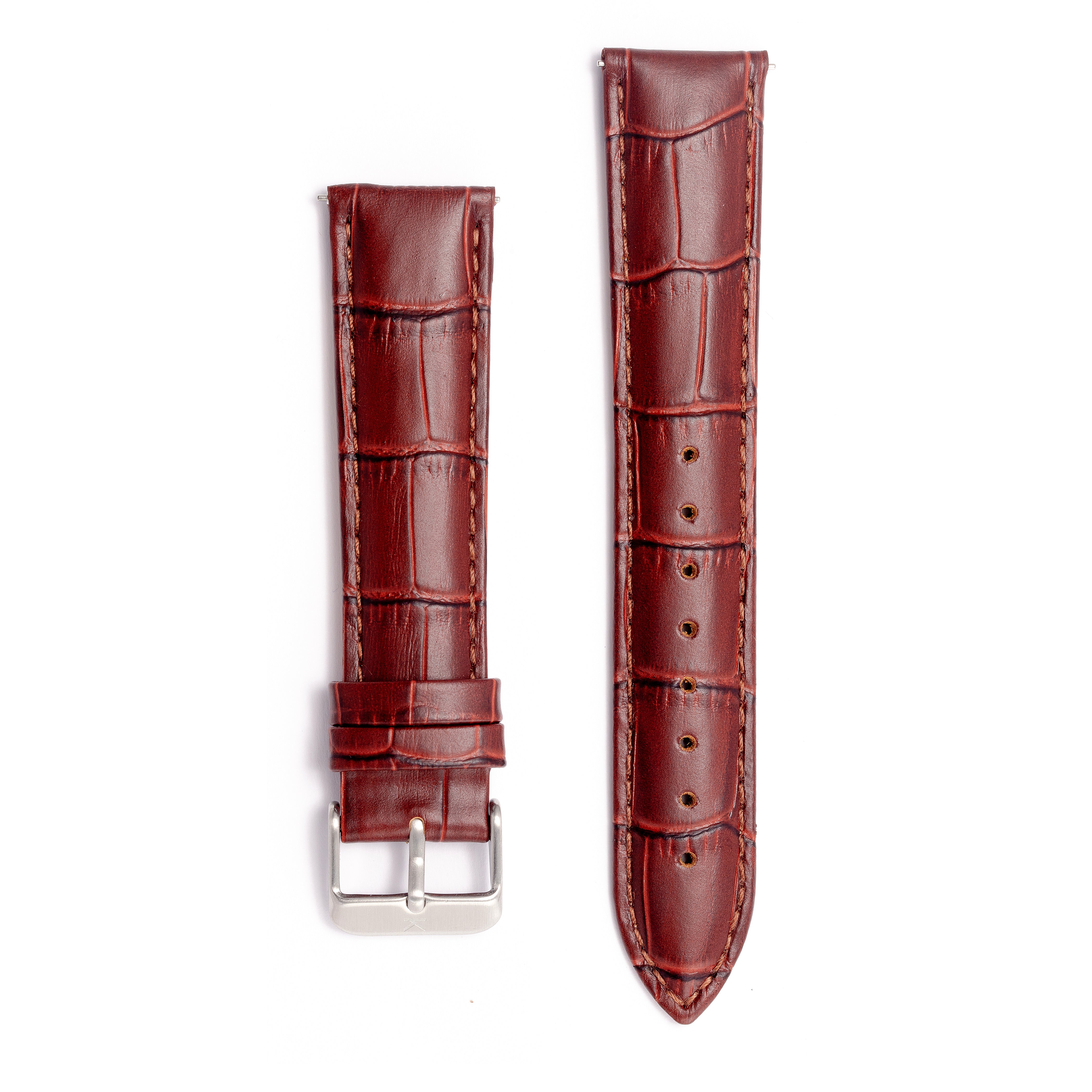 20mm Maroon Mock-croc Leather watch Strap - Main Image