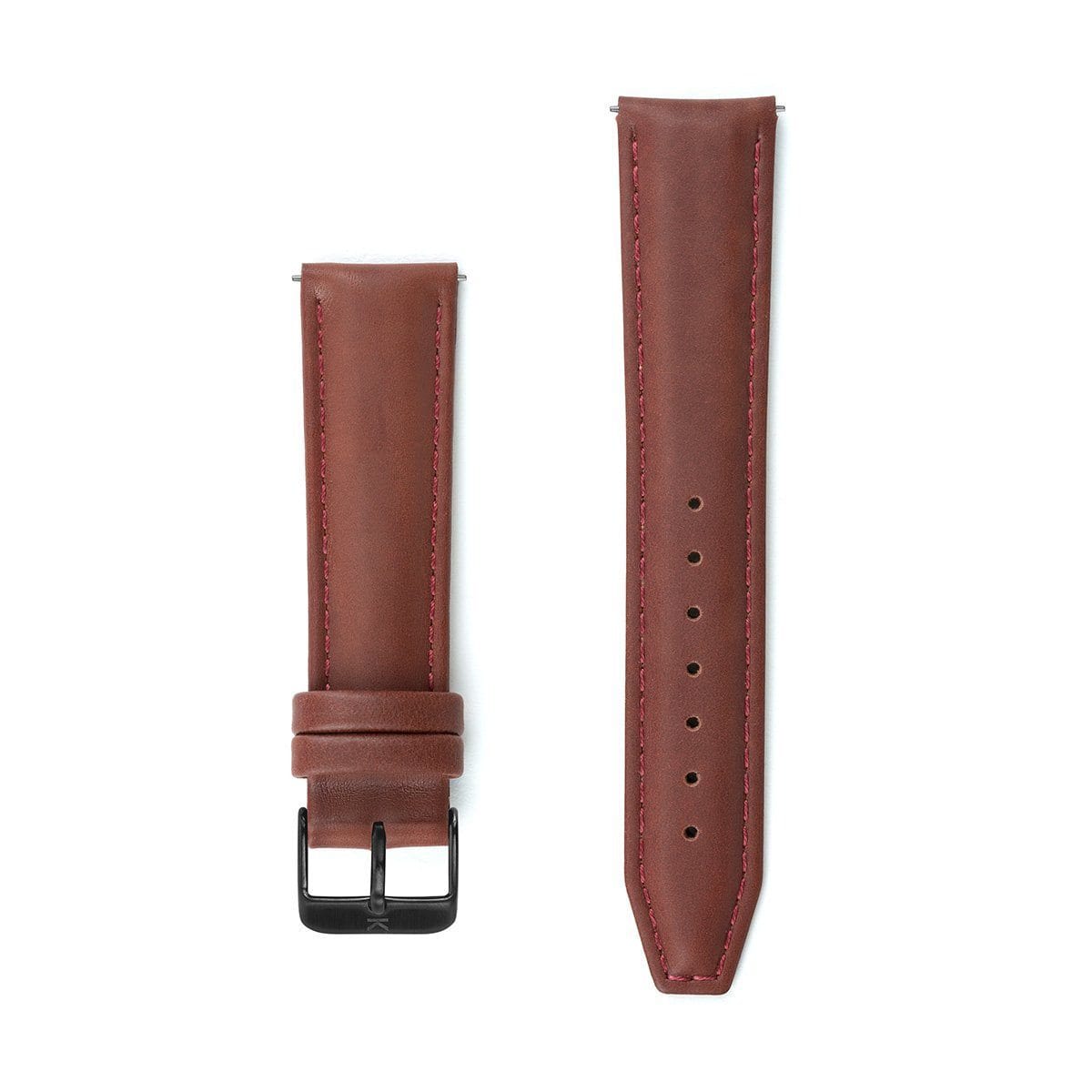 Maroon Stitched Leather Watch Strap - 20mm Width Watch Strap - Kartel Scotland