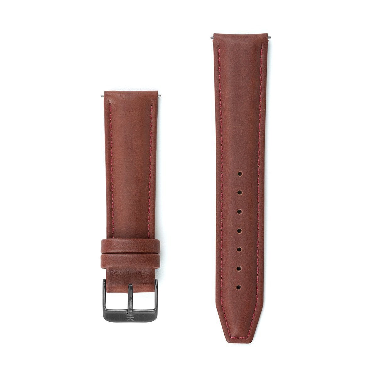 Maroon Stitched Leather Watch Strap - 20mm Width Watch Strap - Kartel Scotland