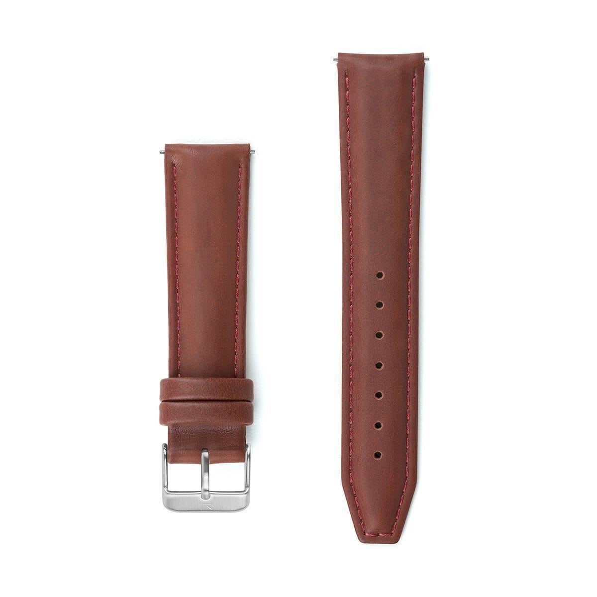 Maroon Stitched Leather Watch Strap - 20mm Width Watch Strap - Kartel Scotland