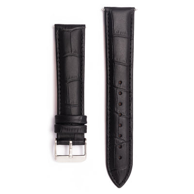20mm Black Mock-croc Leather watch Strap - Kartel