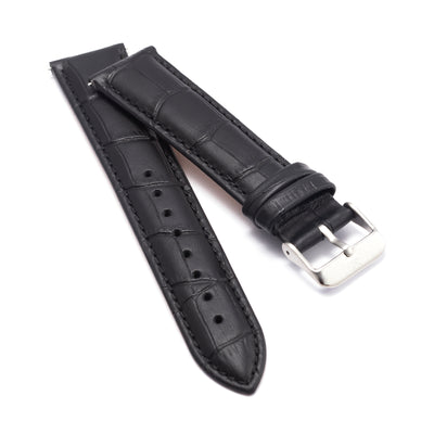 20mm Black Mock-croc Leather watch Strap - Kartel