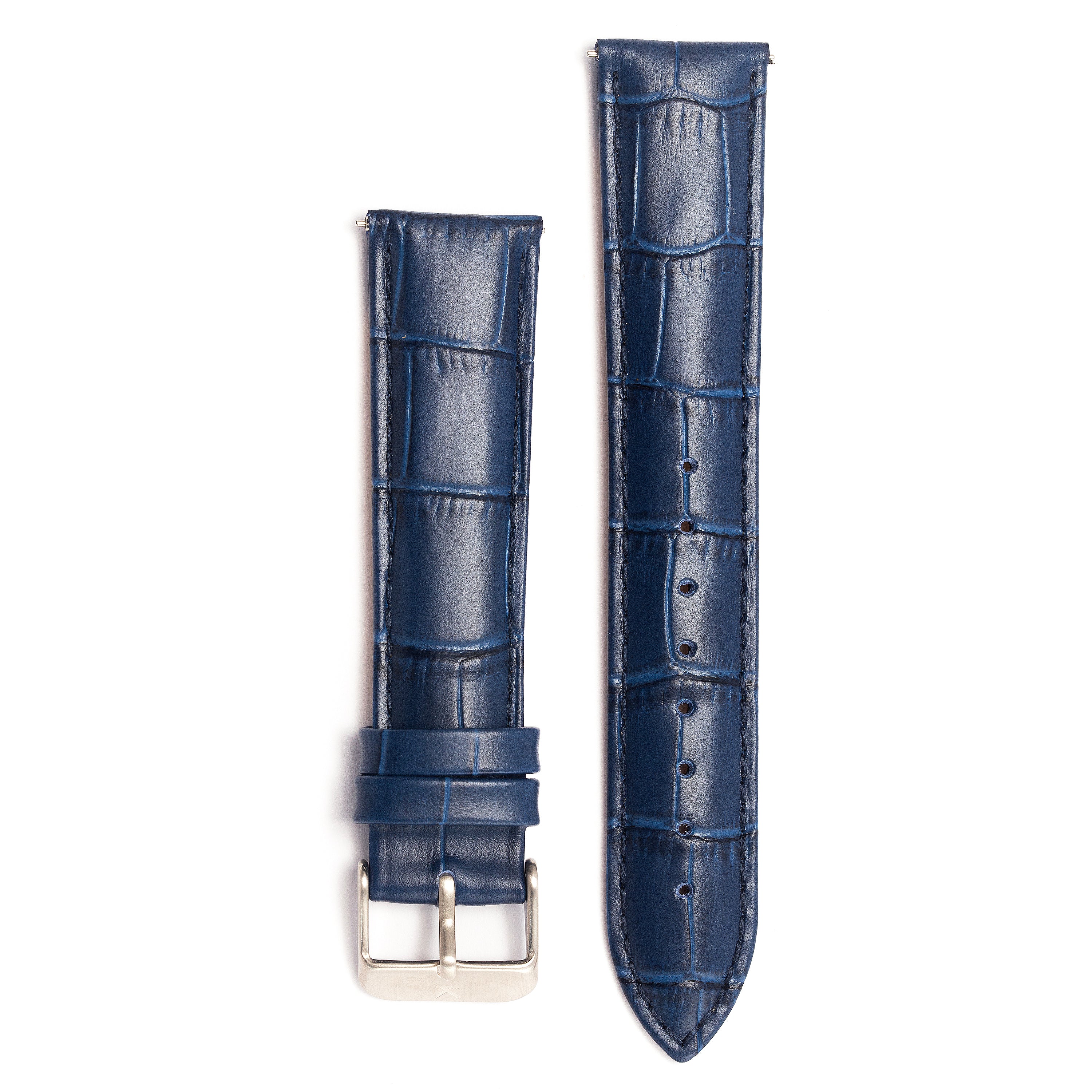20mm Blue mock-croc Leather Watch Strap