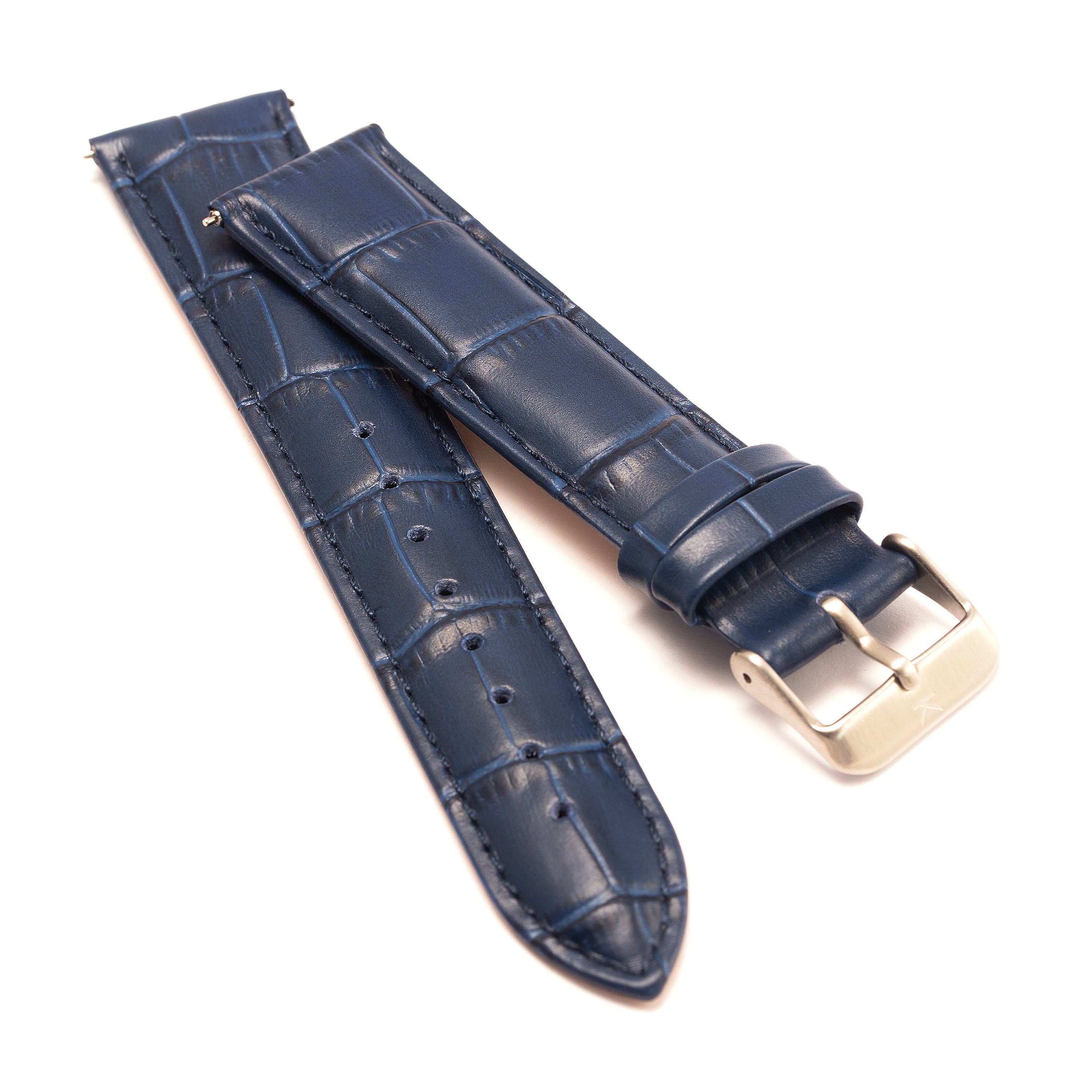 20mm Blue mock-croc Leather Watch Strap