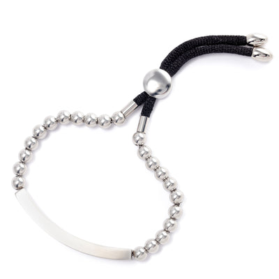 Kartel Adjustable Beaded Bracelet with Polished Silver Bar - Kartel