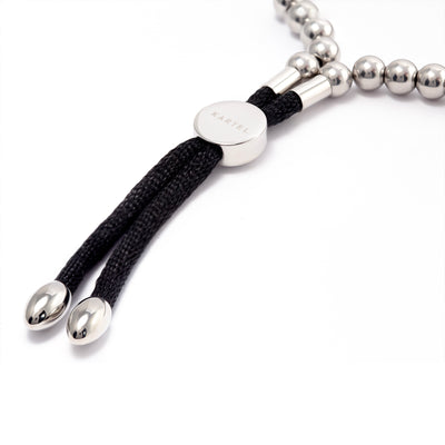 Kartel Adjustable Beaded Bracelet with Polished Silver Bar - Kartel