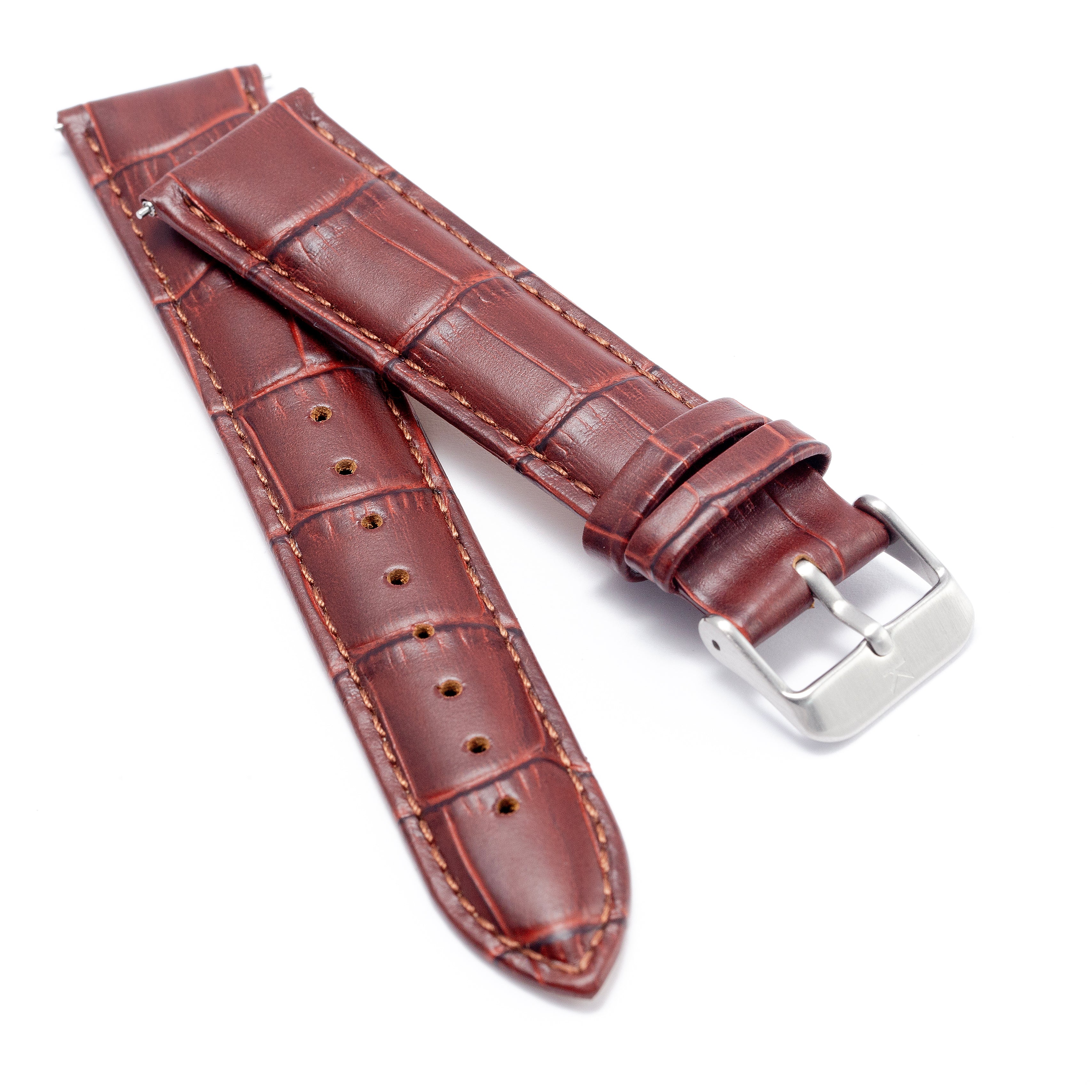 20mm Maroon Mock-croc Leather watch Strap