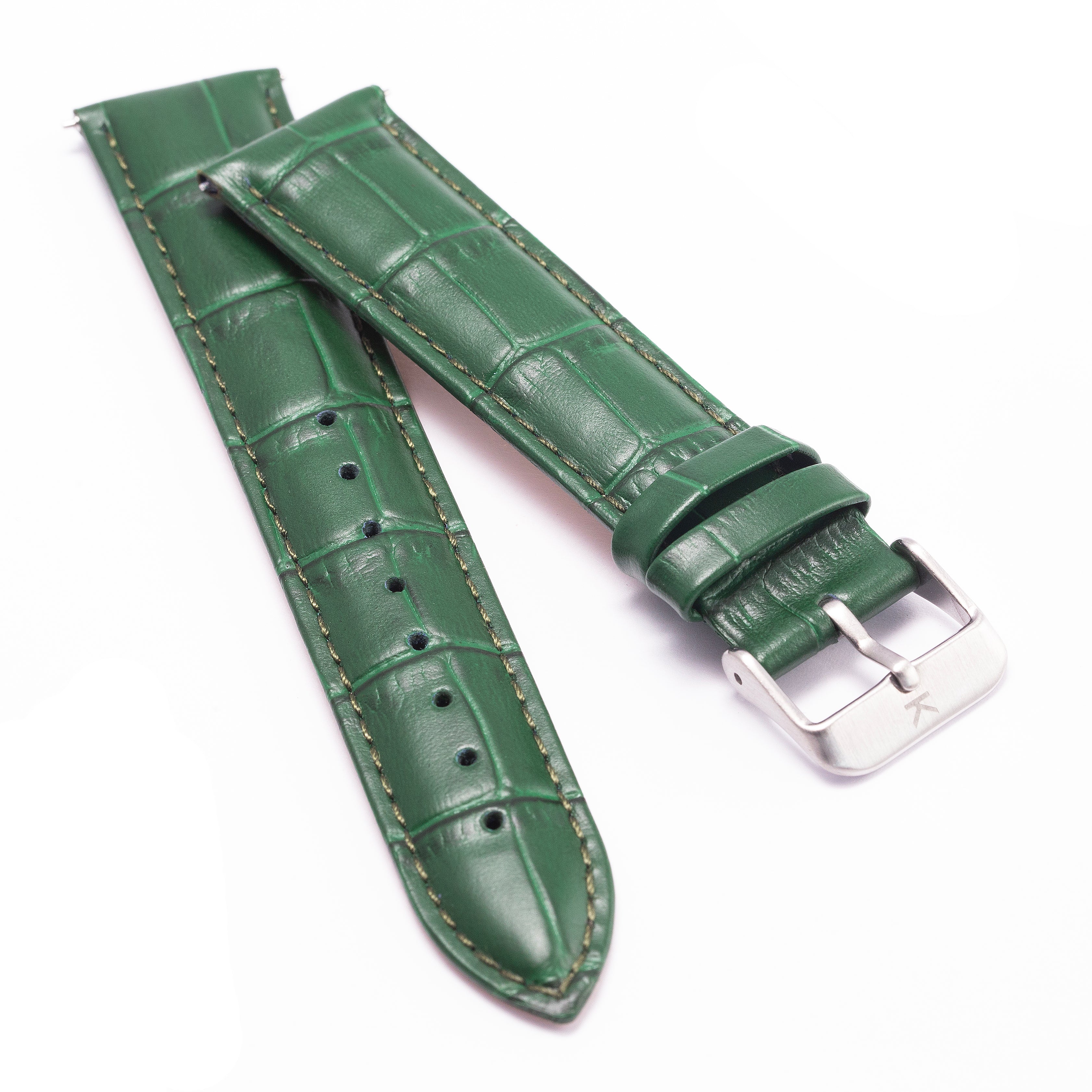 20mm Green mock-croc Leather watch Strap