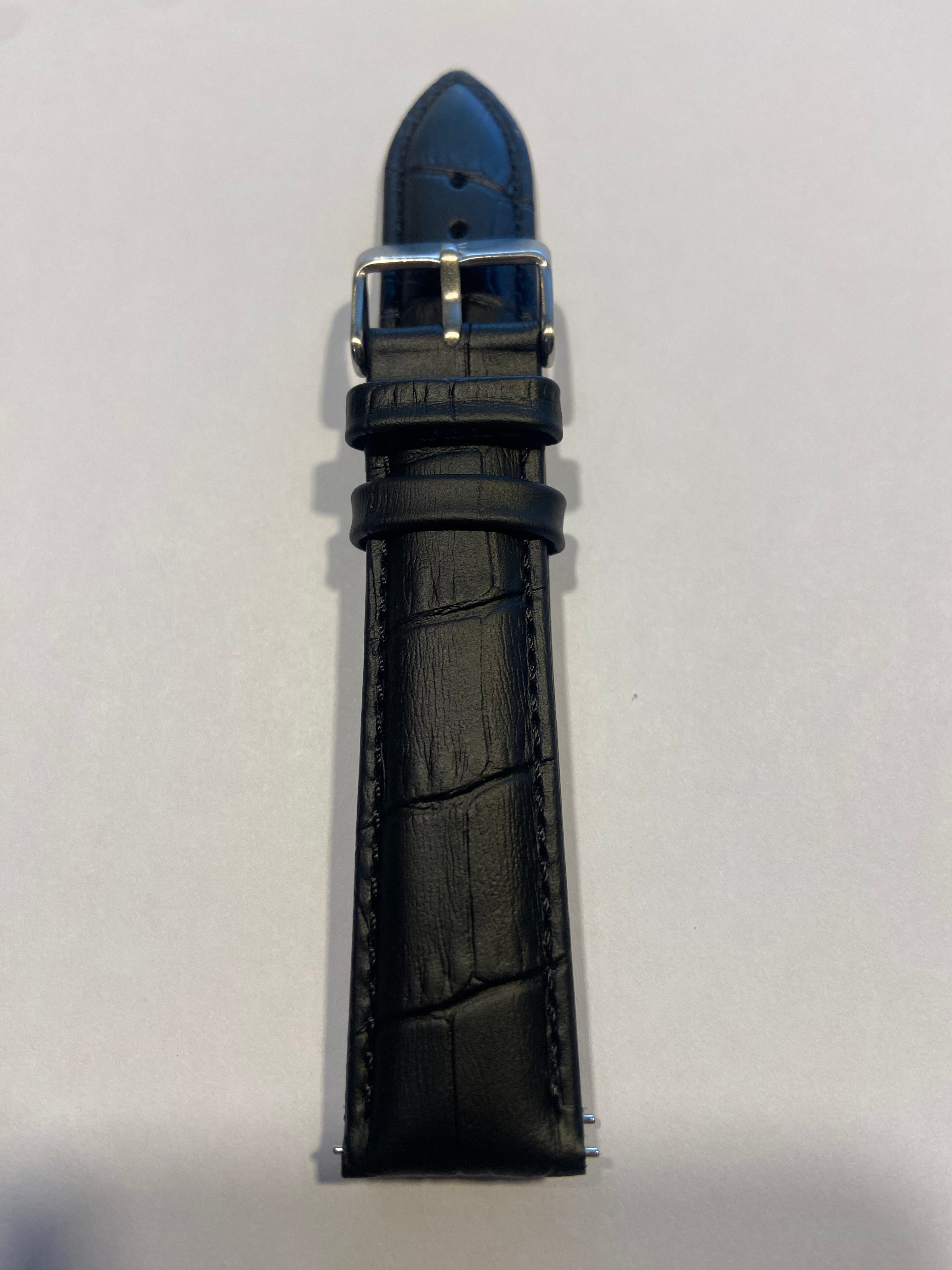 20mm Black mock-croc Embossed Leather