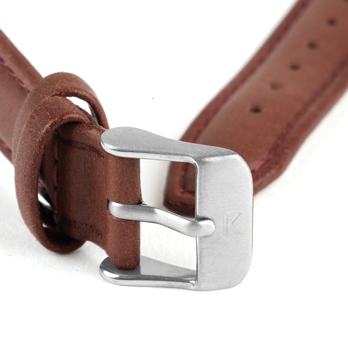 Maroon Stitched Leather Watch Strap - 16mm Width Watch Strap - Kartel Scotland
