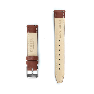Maroon Stitched Leather Watch Strap - 16mm Width Watch Strap - Kartel Scotland