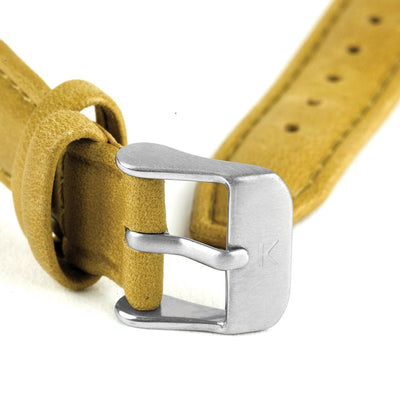 Mustard Stitched Leather Watch Strap - 16mm Width Watch Strap - Kartel Scotland