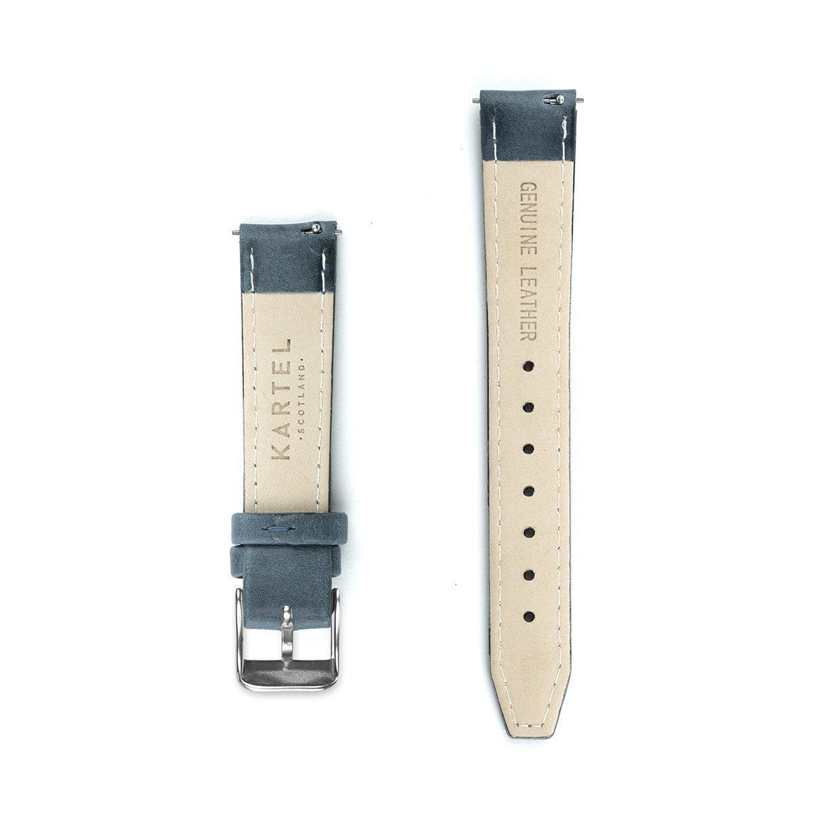 Navy Blue Stitched Leather Watch Strap - 16mm Width Watch Strap - Kartel Scotland