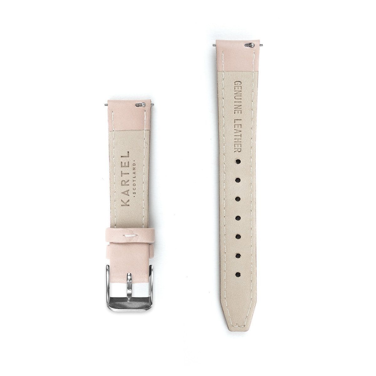 Nude Pink Stitched Leather Watch Strap - 16mm Width Watch Strap - Kartel Scotland