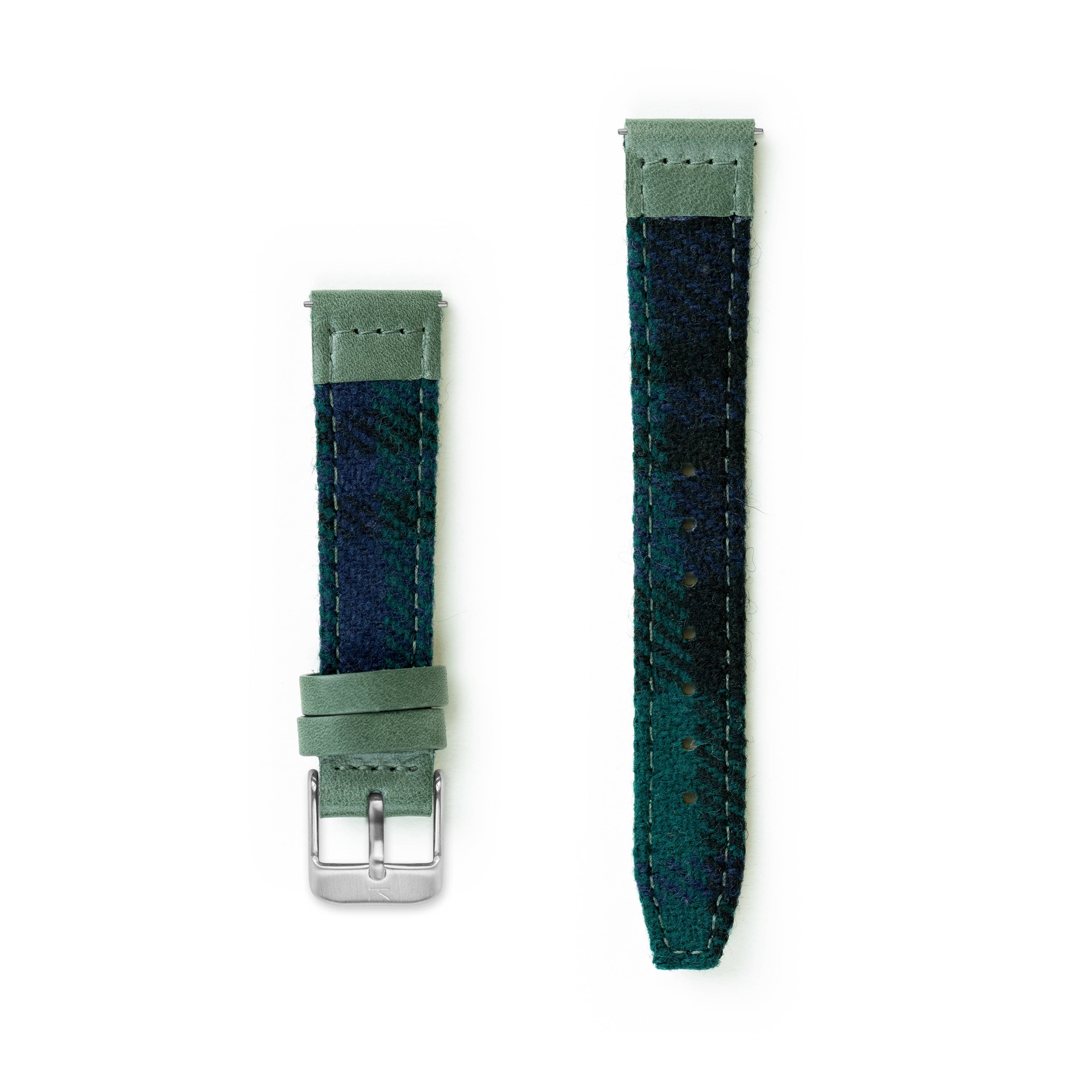 Black Watch Tartan Lambswool Watch Strap - 16mm Width Watch Strap - Kartel Scotland