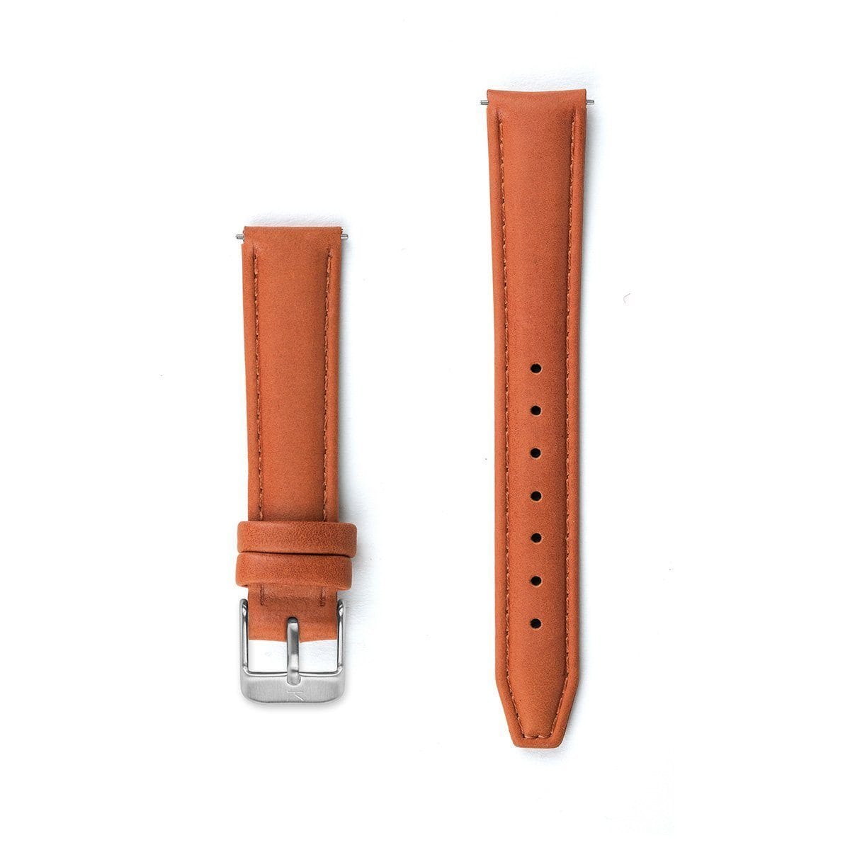 Tangerine Orange Stitched Leather Strap - 16mm Width Watch Strap - Kartel Scotland