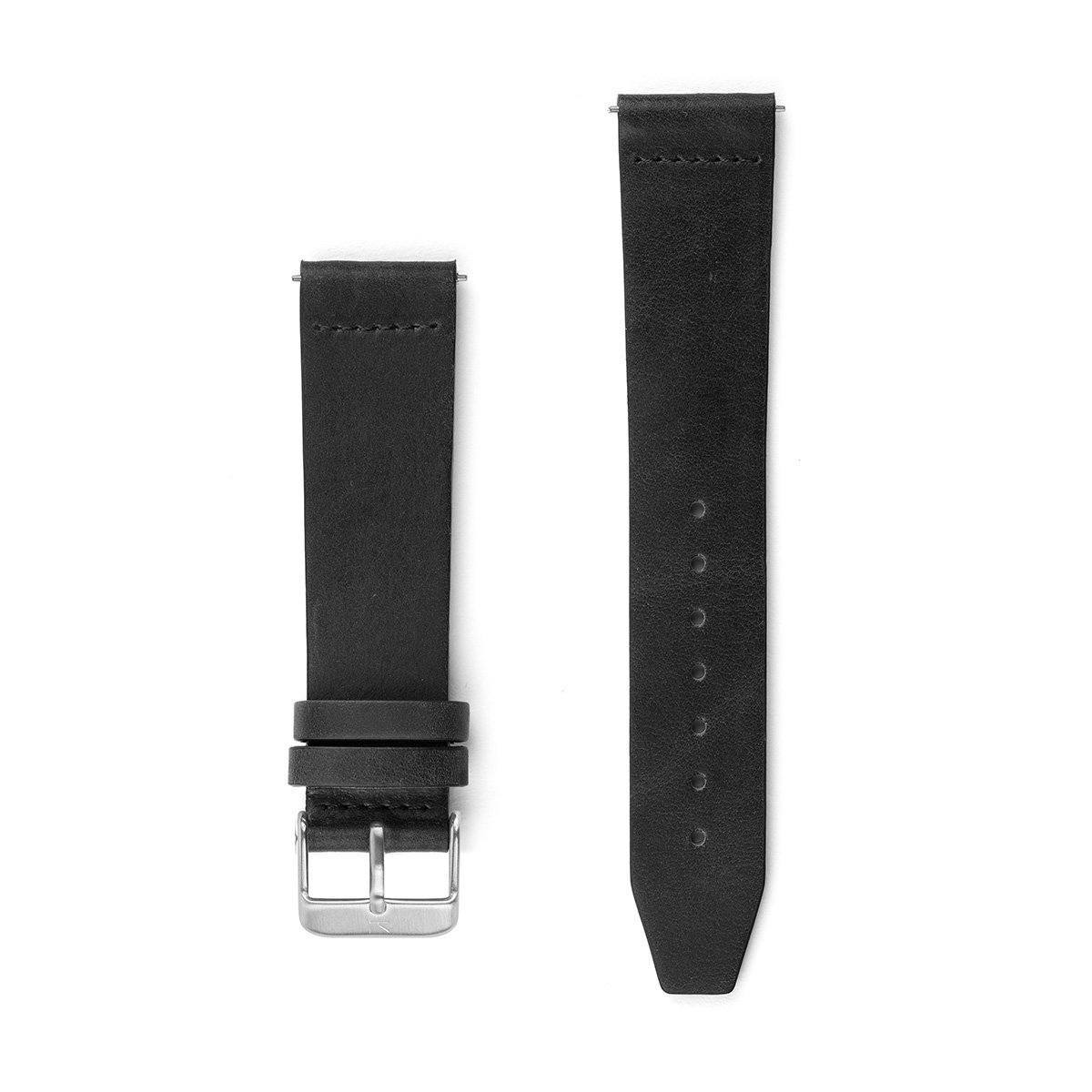 Black Flat Leather Watch Strap - 20mm Width Watch Strap - Kartel Scotland