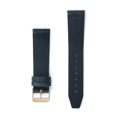 Navy Blue Flat Leather Watch Strap - 20mm Width Watch Strap - Kartel Scotland