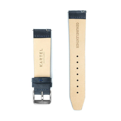 Navy Blue Flat Leather Watch Strap - 20mm Width Watch Strap - Kartel Scotland