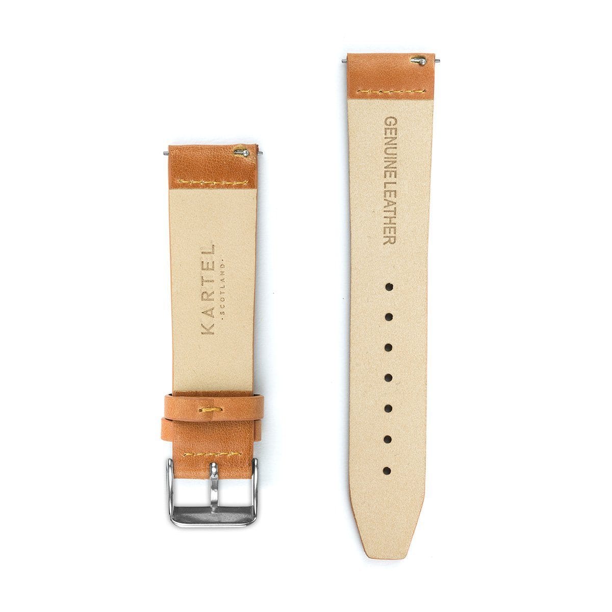 Tan Flat Leather Watch Strap - 20mm Width Watch Strap - Kartel Scotland