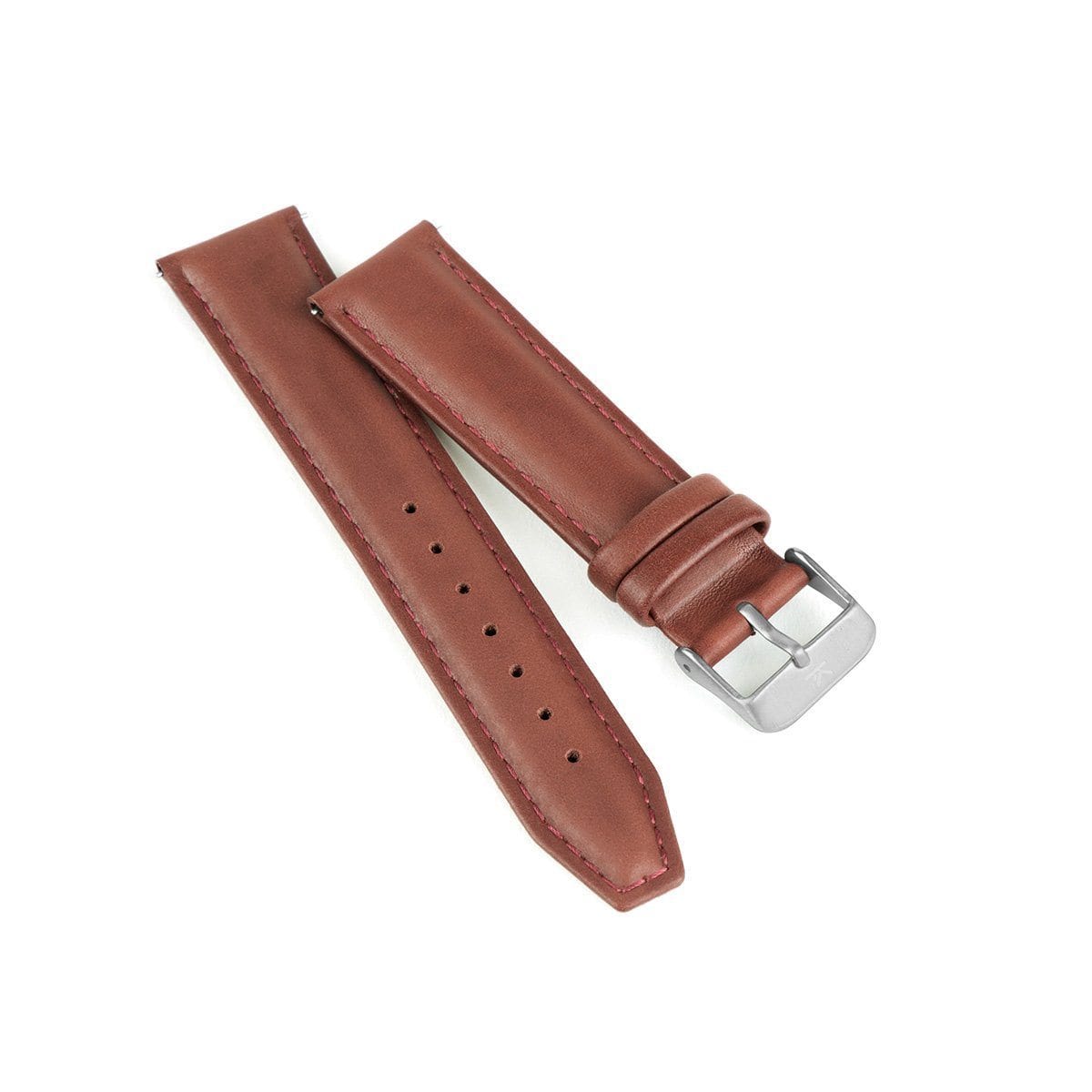 Maroon Stitched Leather Watch Strap - 20mm Width Watch Strap - Kartel Scotland