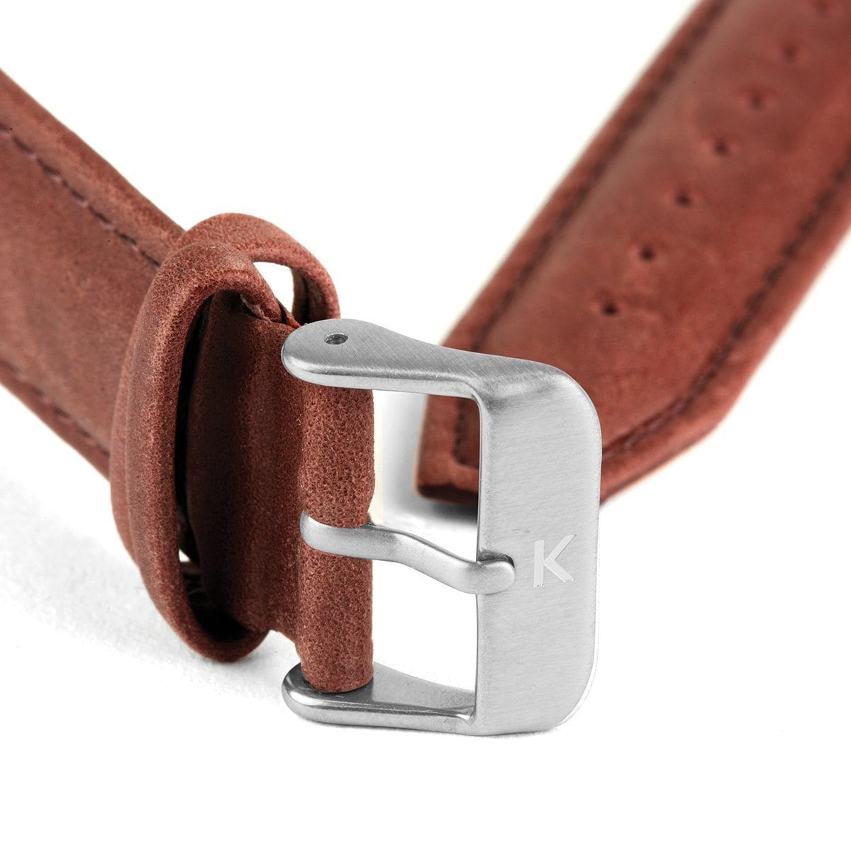 Maroon Stitched Leather Watch Strap - 20mm Width Watch Strap - Kartel Scotland