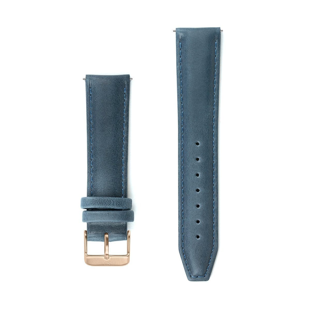 Navy Blue Stitched Leather Watch Strap - 20mm Width Watch Strap - Kartel Scotland