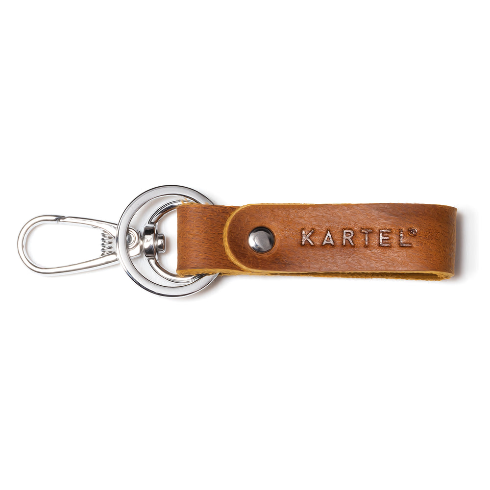 Trick Metal and Leather Key Ring