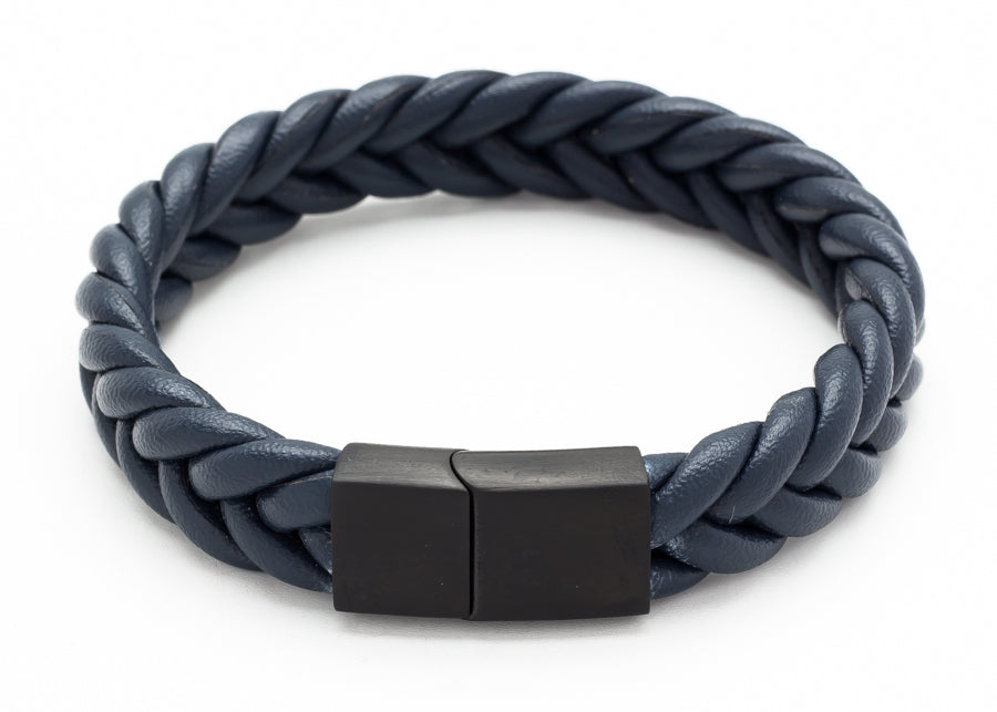 Woven Wrap Blue Leather Bracelet