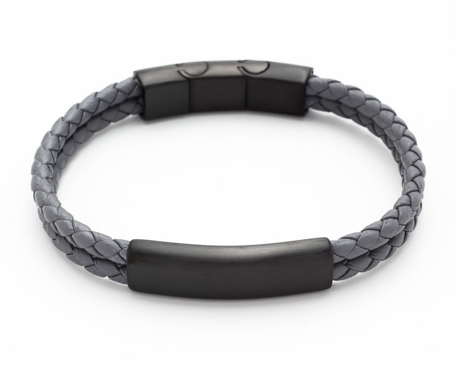 Lewis - Woven Grey Leather bracelet